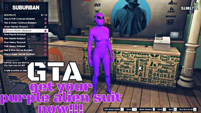 How to get the Green and Purple Alien Martian Bodysuits: GTA online Alien Suit