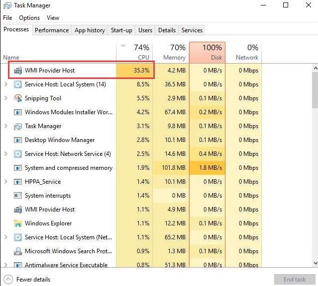 Fix WMI Provider Host High CPU Usage on Windows 10