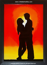 painting silhouette couple glass