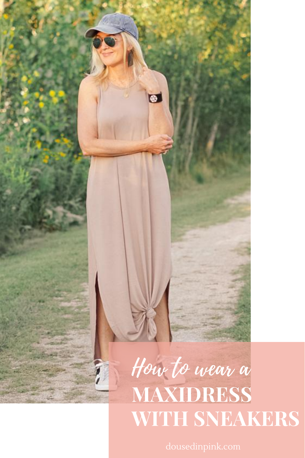 maxi dress + sneakers outfit idea