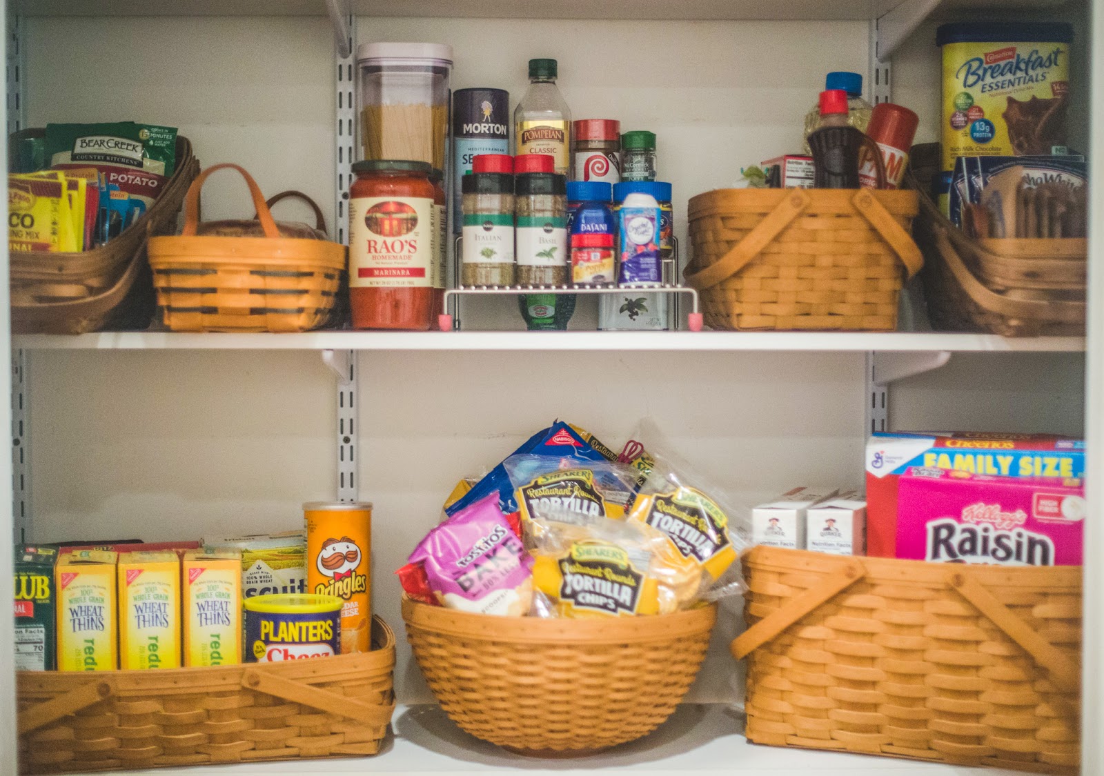 How I organized my pantry with baskets