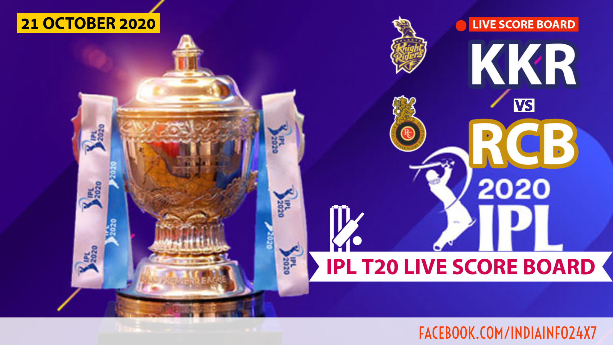 ipl cricket live score board today Match 39 KKR vs RCB Who will