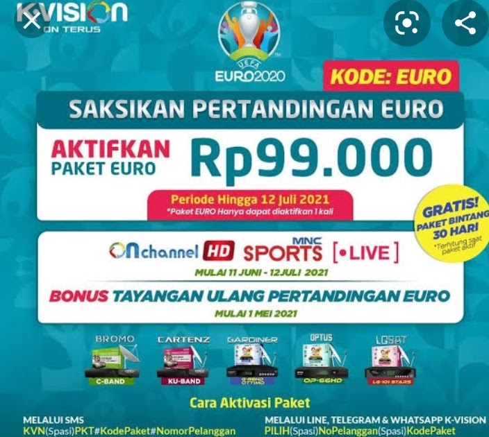 Frekuensi KVISION Euro 2021 MNC Group RCTI MNCTV Global Inews System