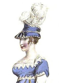 Vandyke lace detail on a dinner costume from   La Belle Assemblée (1808)