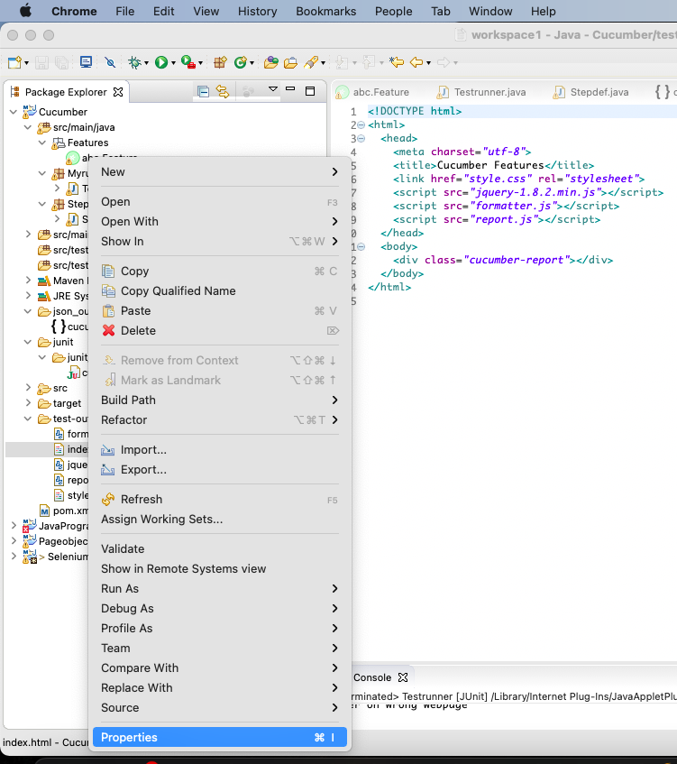 Cucumber - Execution of test cases and reporting