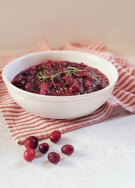 bowl of homemade cranberry sauce