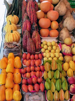 Variety of fruit at San Isidro Mercado in Lima Peru