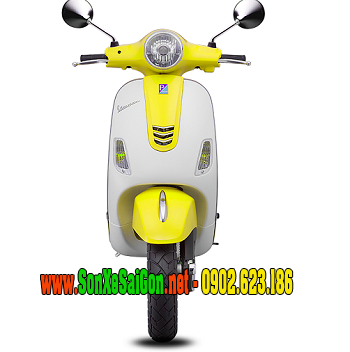 Mẫu sơn xe Vespa LX 125 bi-color trắng vàng cực đẹp