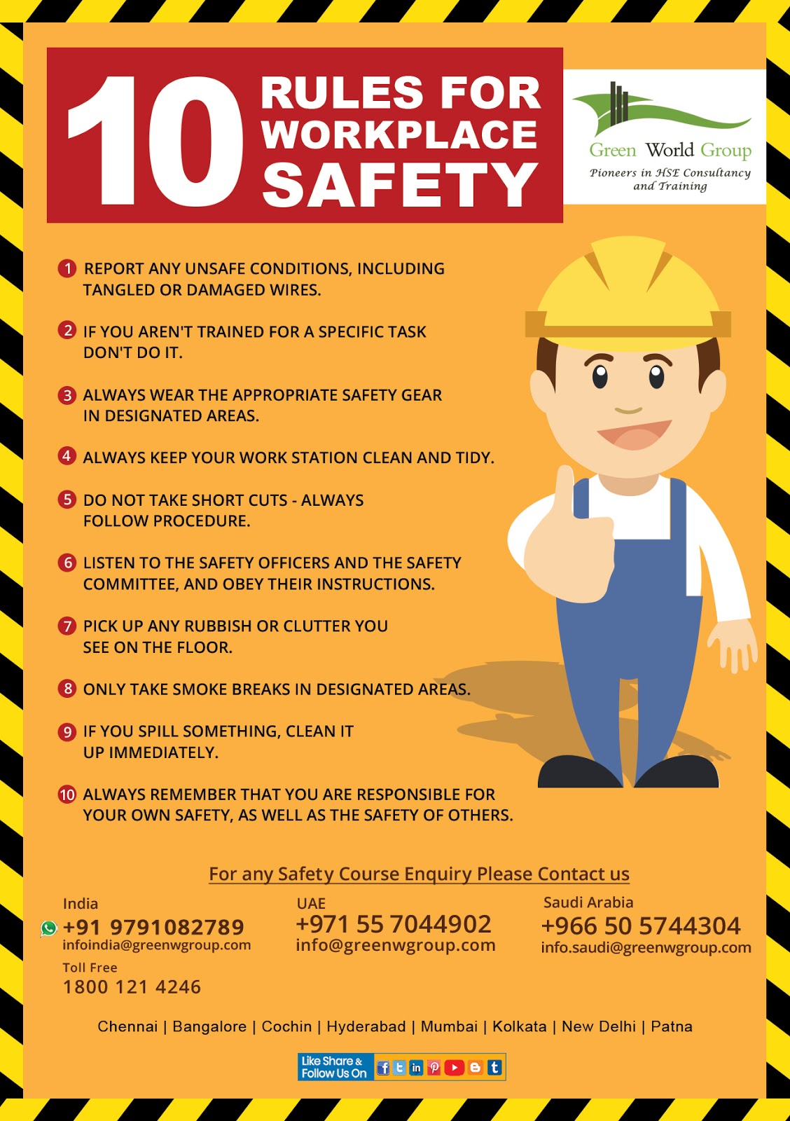 10 Rules for Workplace Safety tips - GWG
