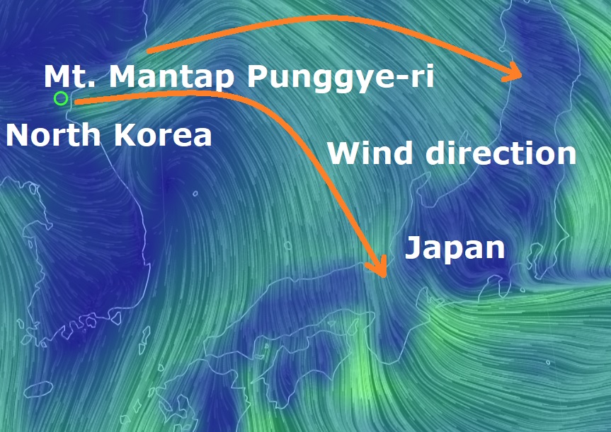 The Big Wobble Winds from North Korea nuclear test site now sending