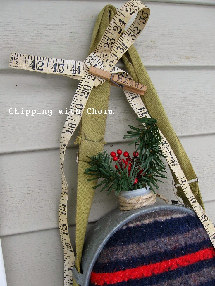 Chipping with Charm: Winter Planters, wool canteen door hanger...www.chippingwithcharm.blogspot.com