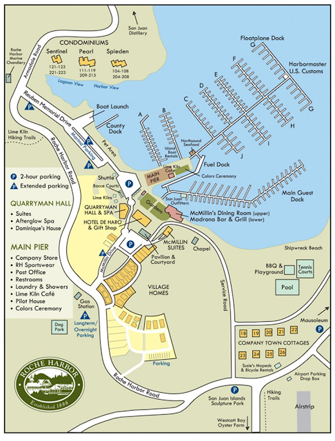 Roche Harbor marina map for tourists