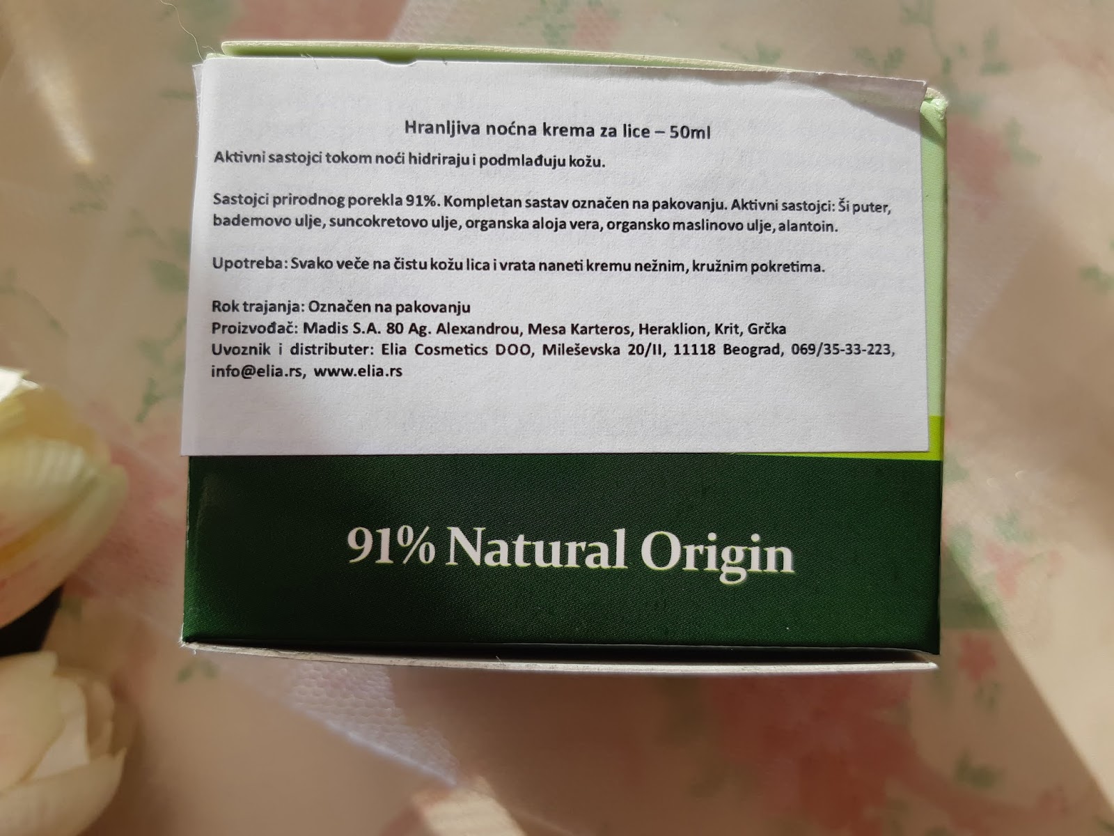 Lepojkica i mama Elia Cosmetics Olive Oil&Shea butter night cream