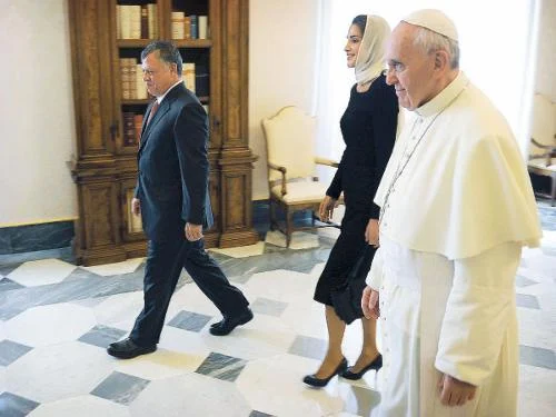 King Abdullah and Queen Rania  Meet The Pope In Vatican City 