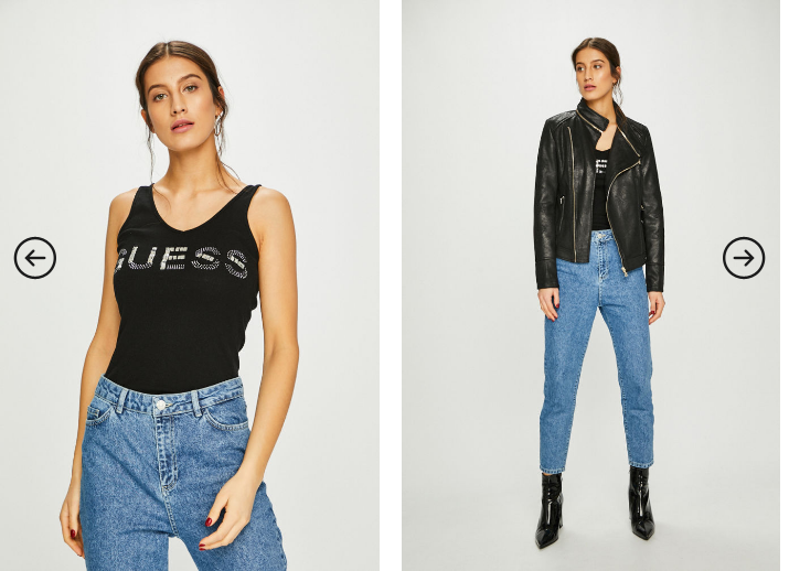 Guess Jeans - Top casual negru/ alb cu scris mare modern 2019 ieftin Guess Jeans - Top casual negru/ alb cu scris mare modern 2019 ieftin