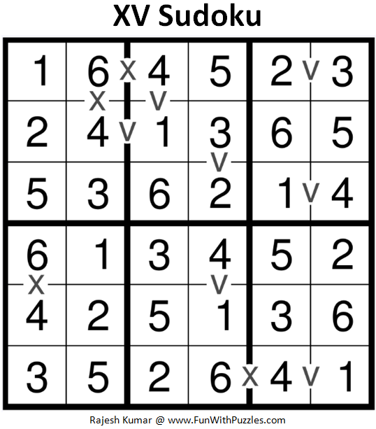 XV Sudoku (Mini Sudoku Series 93) Solution Fun With Puzzles