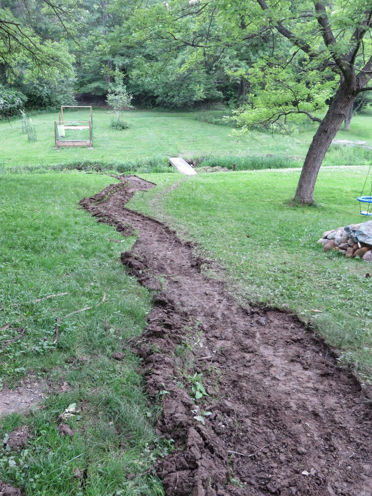 Playscaping Our Wonderland: The dry creek bed is done!