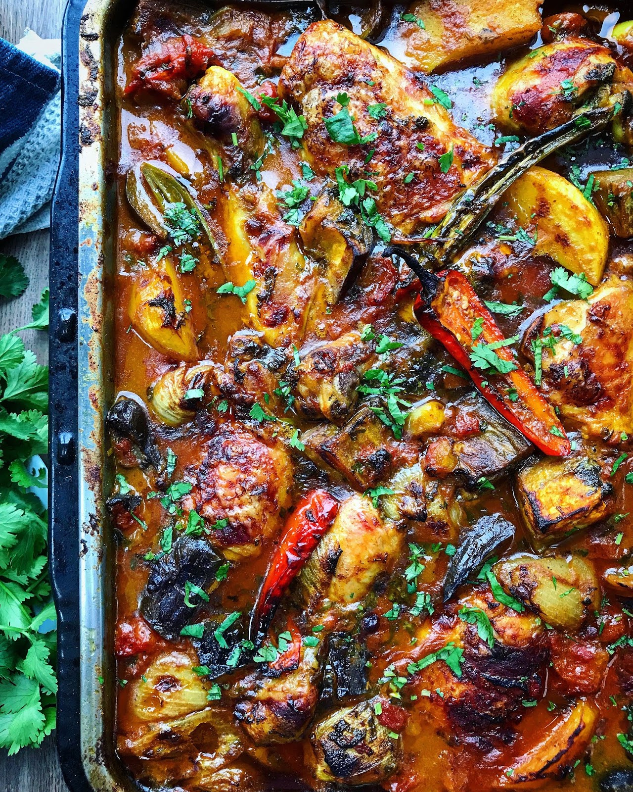 Tavuk Kebab Curry (One Tray Cypriot Style Chicken Curry)