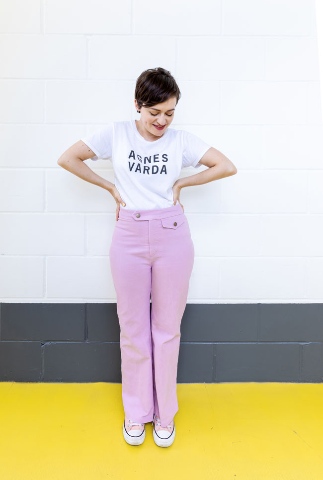 Tilly's pink Jessa jeans of dreams - sewing pattern by Tilly and the Buttons