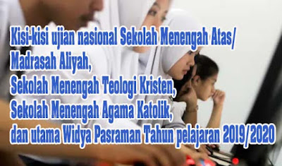 Kisi-kisi ujian nasional Sekolah Menengah Atas/Madrasah Aliyah, Sekolah Menengah Teologi Kristen, Sekolah Menengah Agama Katolik, dan utama Widya Pasraman Tahun pelajaran 2019/2020.