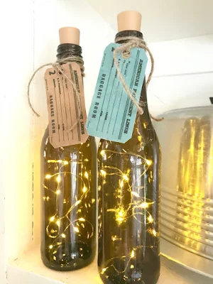 Fairy light bottles with tags