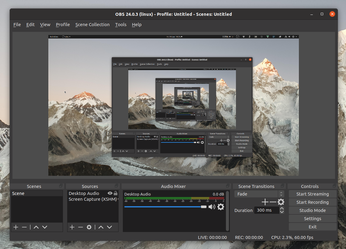 Linux video editing in real time with OBS Studio