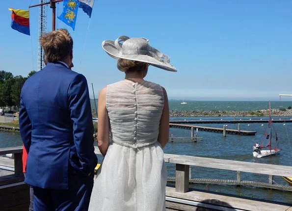 King Willem-Alexander of The Netherlands and Queen Máxima of The Netherlands visited West Friesland region. Natan dress