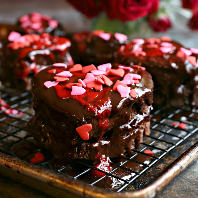 Hungry Couple Heart Shaped Chocolate Cherry Mini Cakes