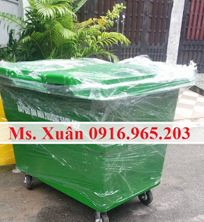 Xe thu gom rác y tế 660 lít màu xanh lá Xe thu gom rác y tế 660 lít màu xanh lá