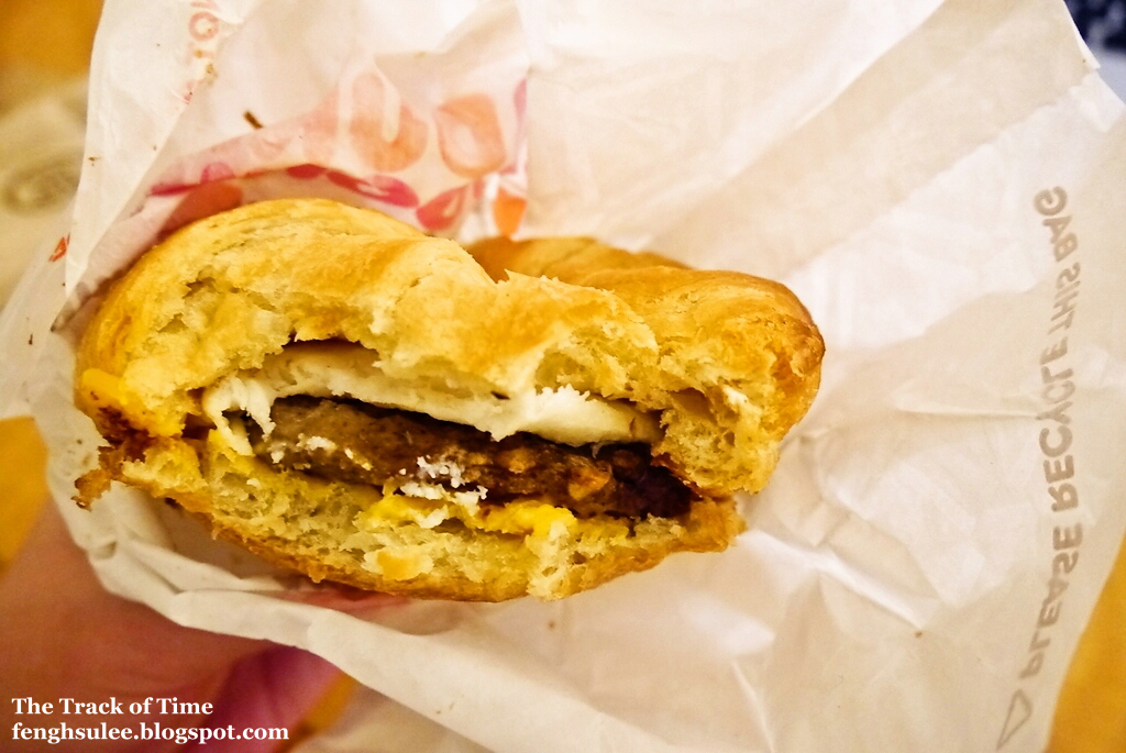 Dunkin' Donuts Sausage Egg and Cheese Croissant The Track of Time