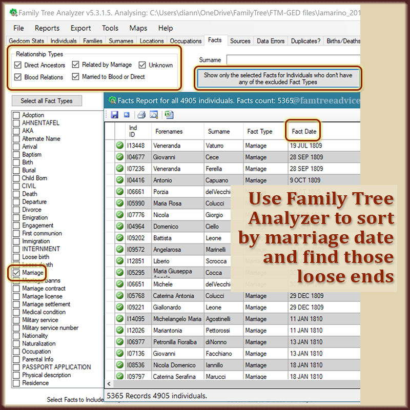 If your family tree software can't handle this project, Family Tree Analyzer can.