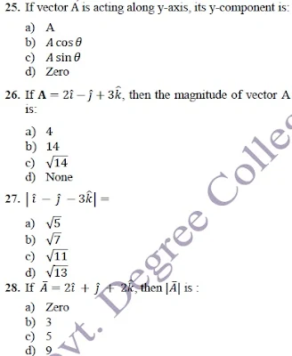 Mcqs of physics chapter 2 with answer key