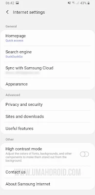 Menu Userful Features Samsung Internet Browser