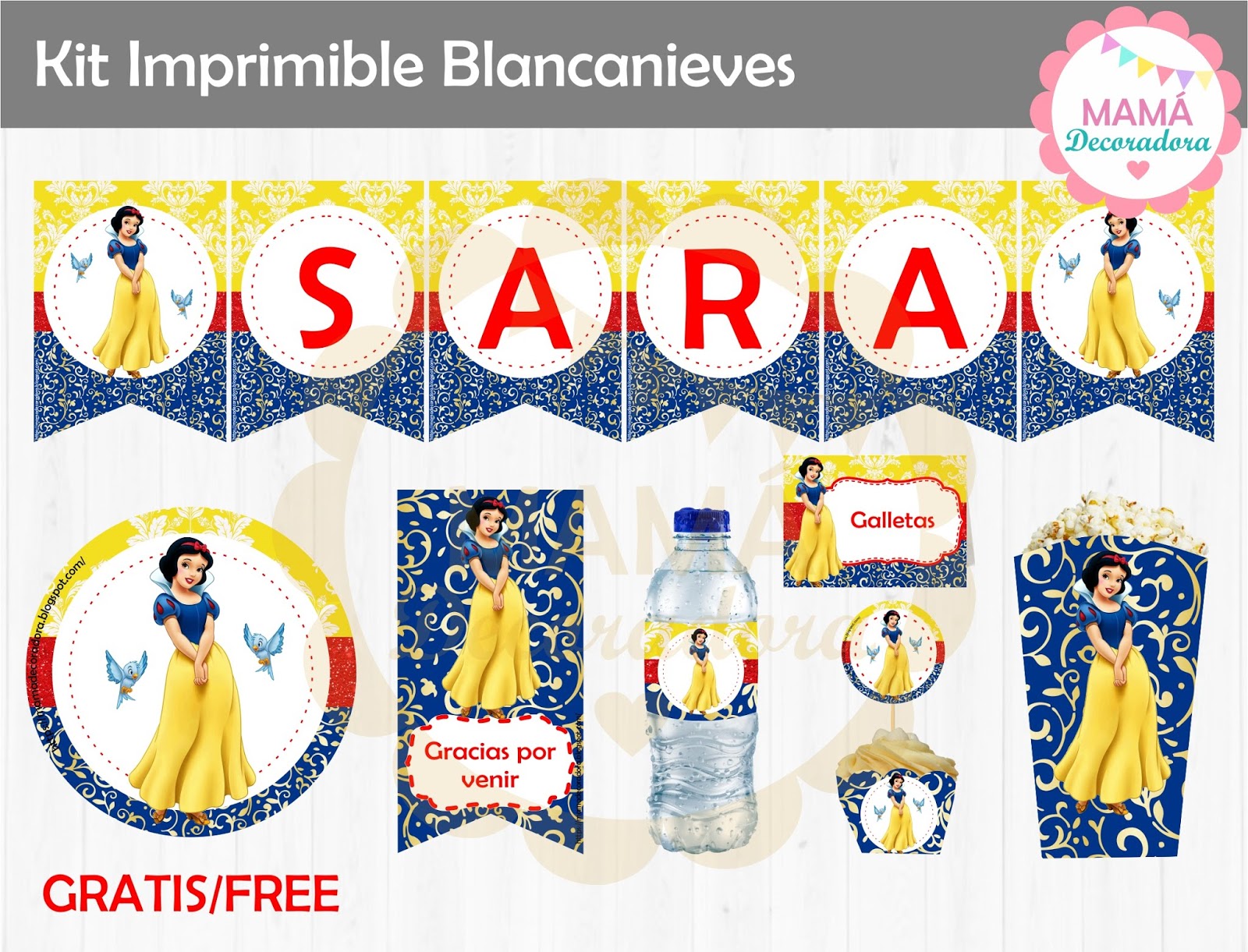 Mamá Decoradora Kit imprimible Blancanieves