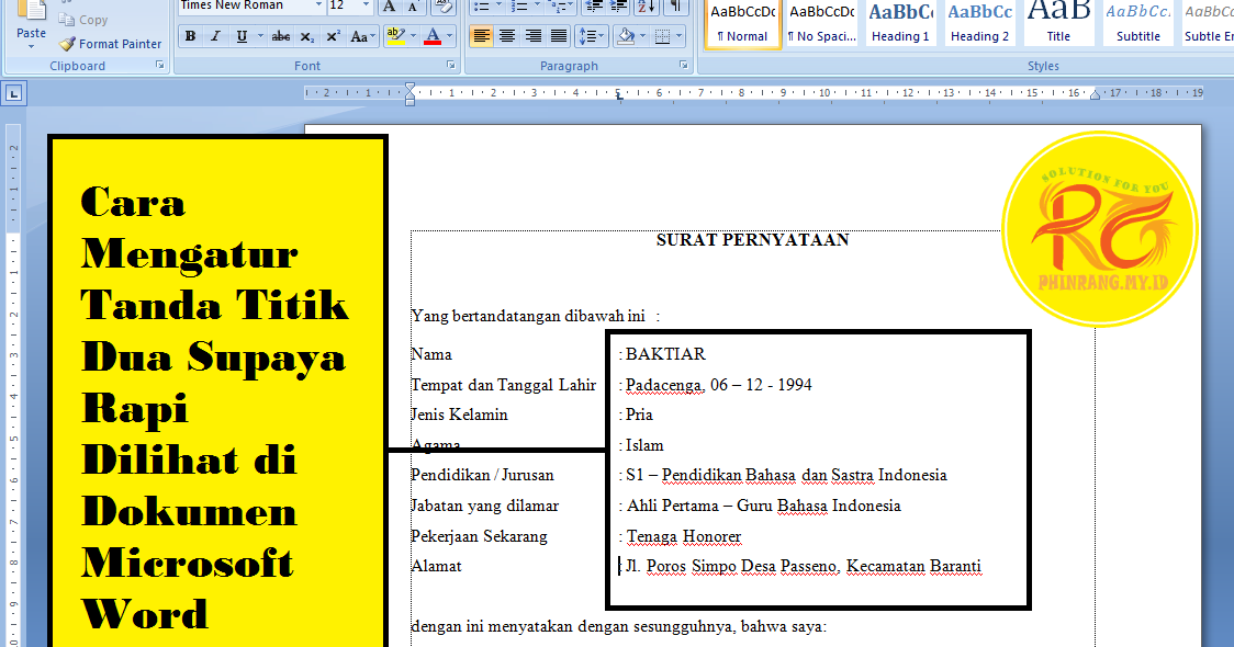 Tutorial Lengkap Cara Membuat Titik Dua Sejajar Di Word Beserta Gambar Microsoft Word Tutorial