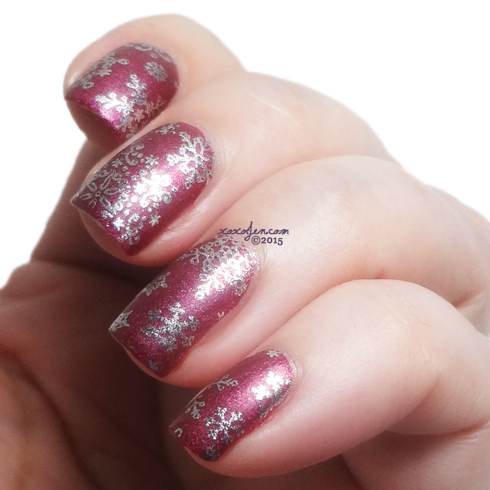 xoxoJen's swatch of Litearry Lacquers For the Rest of Us Snowflake Stamping