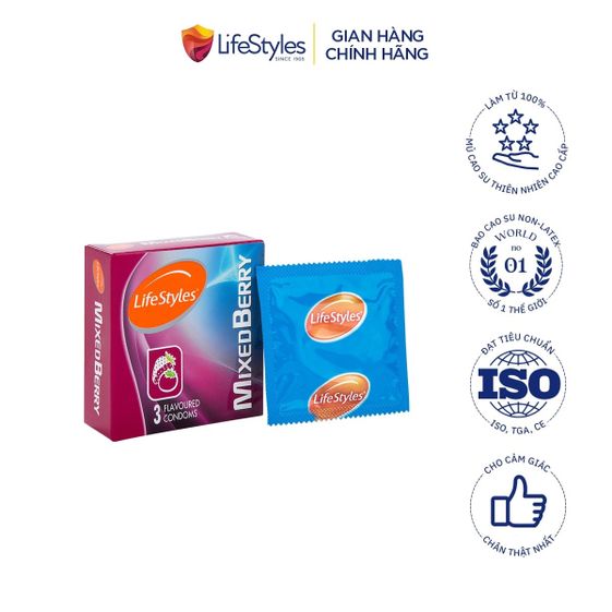 COMBO 1 HỘP BAO CAO SU CLASSIC (12 BAO/HỘP) + 1 HỘP BAO CAO SU MIXED BERRY (3 BAO/HỘP) - LIFESTYLES 13 sm 276226861414 1636431126037