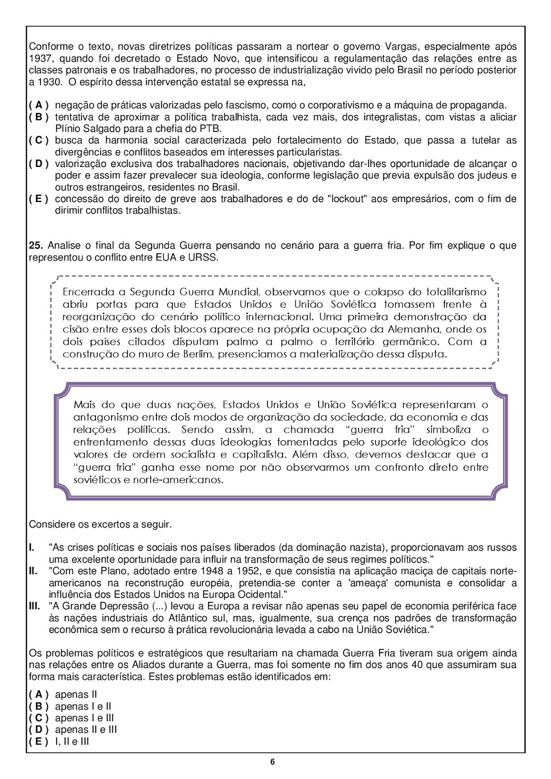 ATIVIDADES DE HISTÓRIA 9° ANO COM GABARITO PROVAS AVALIAÇÕES EXERCÍCIOS