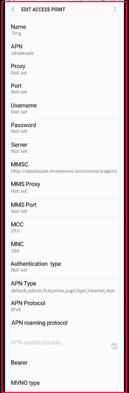 Ting APN settings for Android Ting APN settings for Android