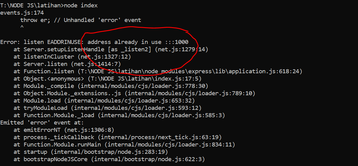 Терминал node js. Node js строка запроса. Снимок экрана с со сложным кодом nodejs парсинг. Server on js. Error address already in use