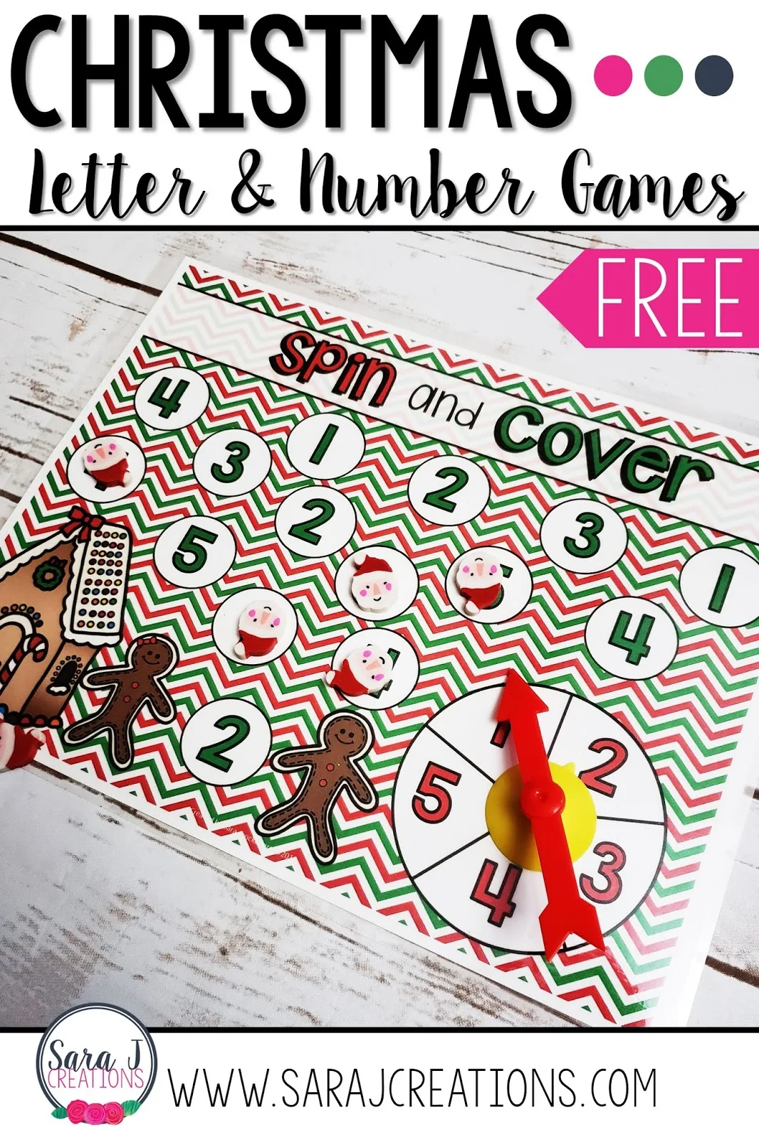 Free Christmas alphabet and number practice games perfect for preschool or kindergarten in the month of December