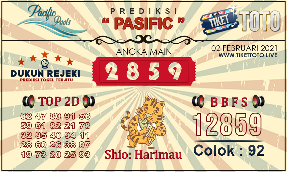 Prediksi Togel PASIFIC TIKETTOTO 02 FEBRUARI 2021