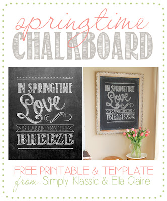 Spring Chalkboard Free Printable & Template - print the chakboard and frame it, or download the free template and draw your own!  www.simplyklassichome.com