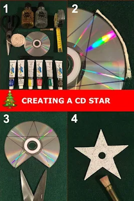 Decoração natalina de CDs