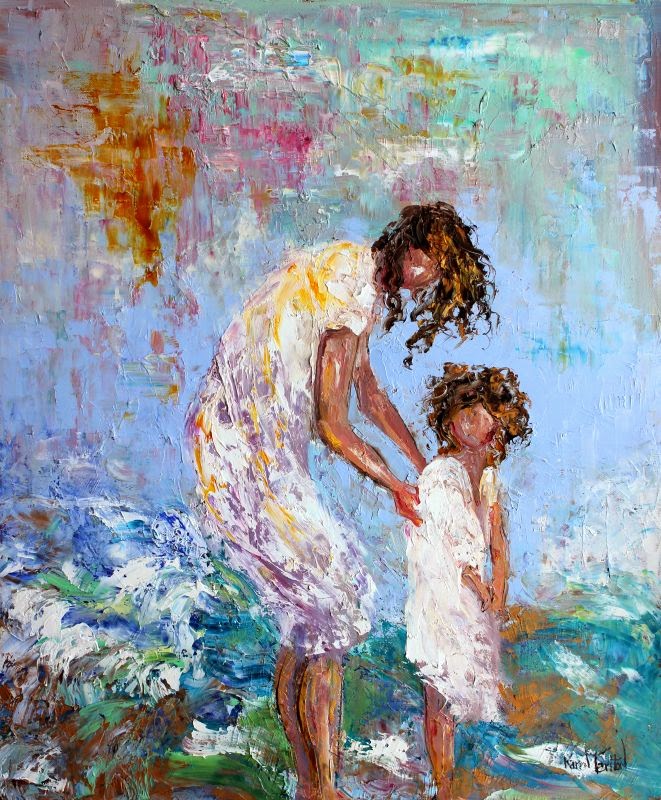 Karen Tarlton Original oil painting Mother and Child at the Beach by