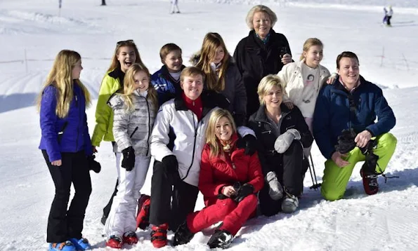 King Willem-Alexander, Queen Maxima, Princess Beatrix, Princess Amalia, Princess Alexia, Princess Ariane, Prince Constantijn and Princess Laurentien of The Netherlands pose at the annual winter photocall 