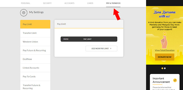 Cara Tukar Transaksi Limit Maybank2u Untuk Tahun 2020