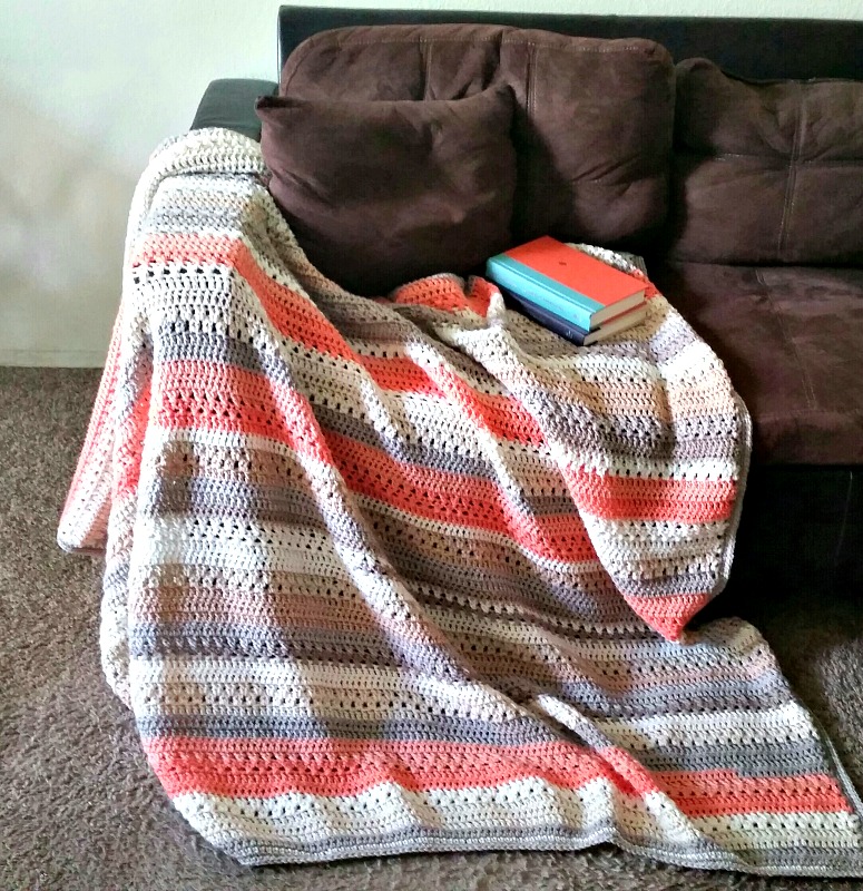 Just finished this throw! Caron Cakes in Strawberry Trifle