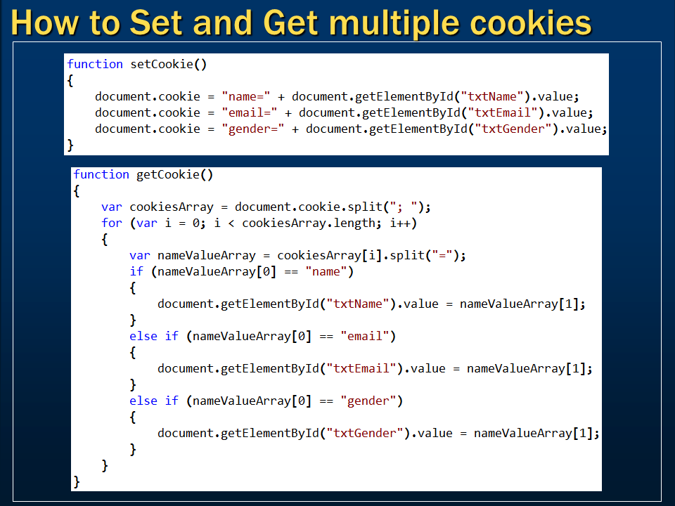 Sql server, .net and c# video tutorial: Set and get multiple cookies in ...