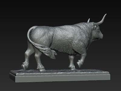 The Bull - tabletop figurine. Digital sculpting for 3D printing and production.